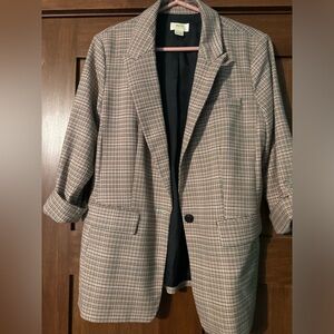 Anthropologie Tan Plaid Blazer